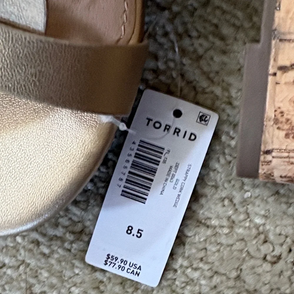 Torrid Gold Cork Wedge Sandals - Women's Size 8.5